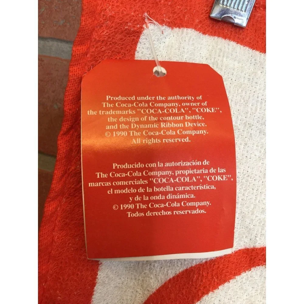 Vintage 90s Coca Cola towel picnic scene hand golf sports workout